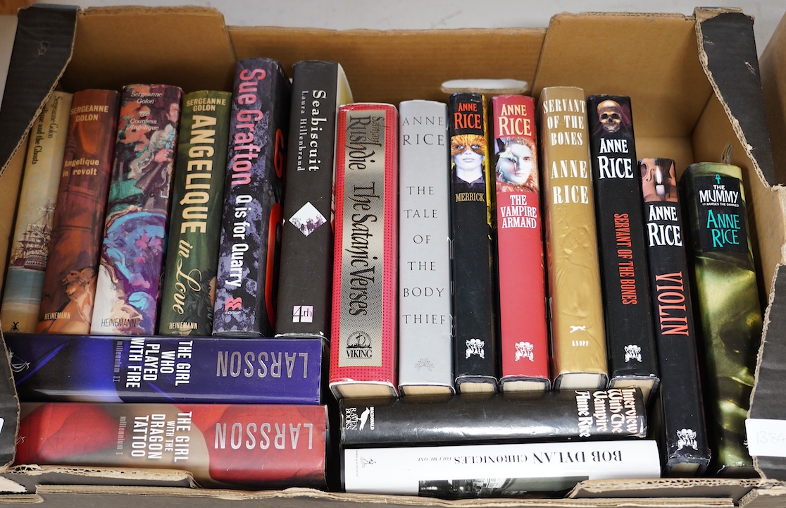 Rice, Anne - Interview with the Vampire, 1st edition. d/wrapper, 1976; Rice, Anne - Servant of the Bones. 1st edition (signed by the author), d/wrapper. New York, 1996; and 6 others by this author; Rushdie, Salman - The